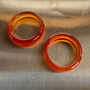 Orange carnelian agate band rings size 6